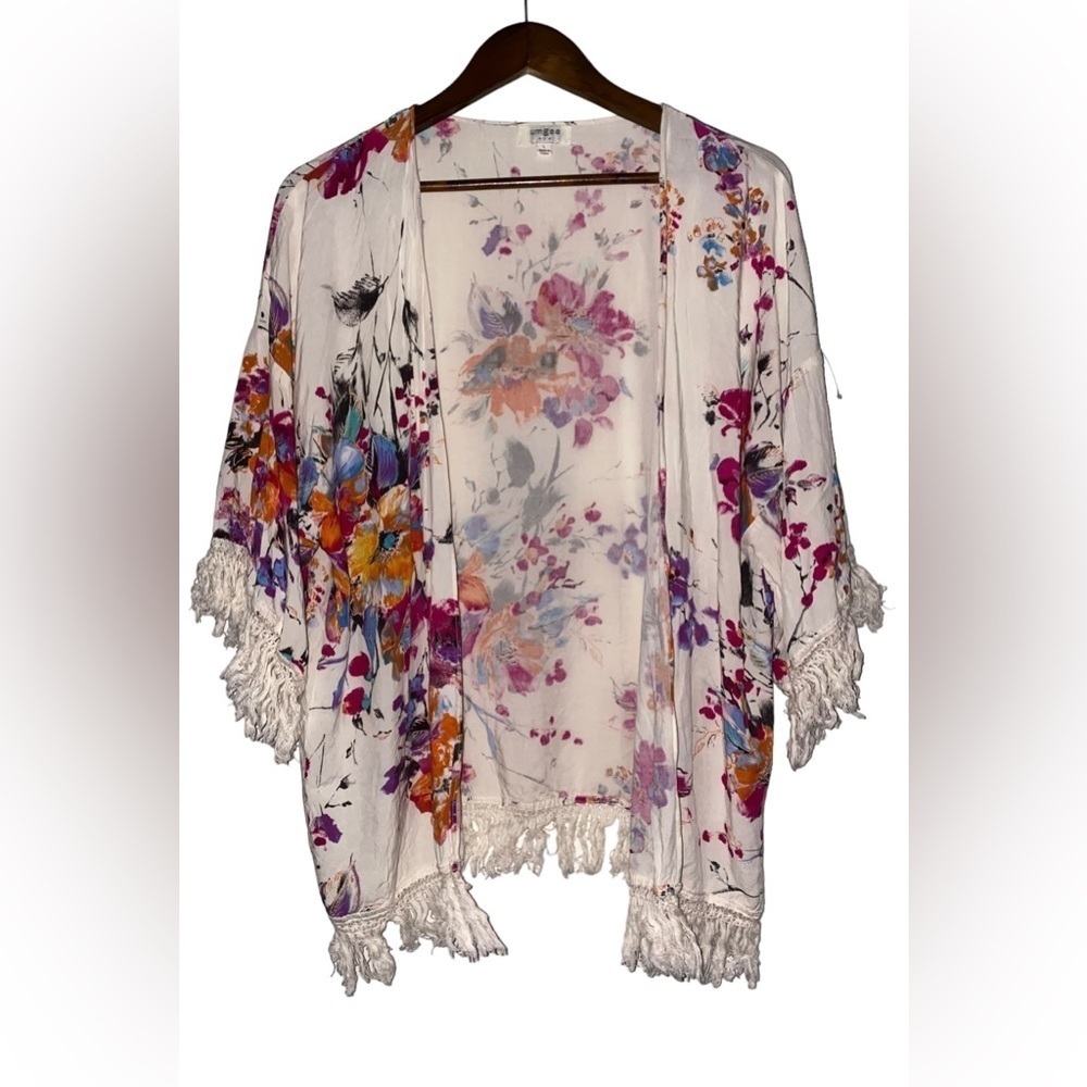 Umgee‎ Lulu Floral Kimono Cardigan Cowgirl Country Western Boho Hippie Women L